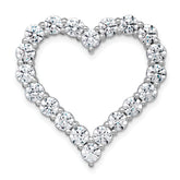 14k White Gold 4 carat Lab Grown Diamond VS+ F+ Complete Heart Chain Slide Pendant